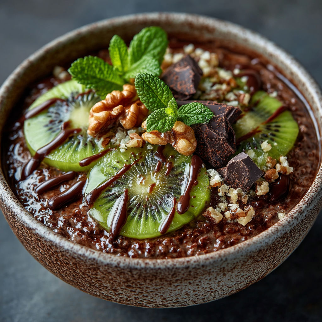 Une assiette de chocolat avec des fruits et des noix.