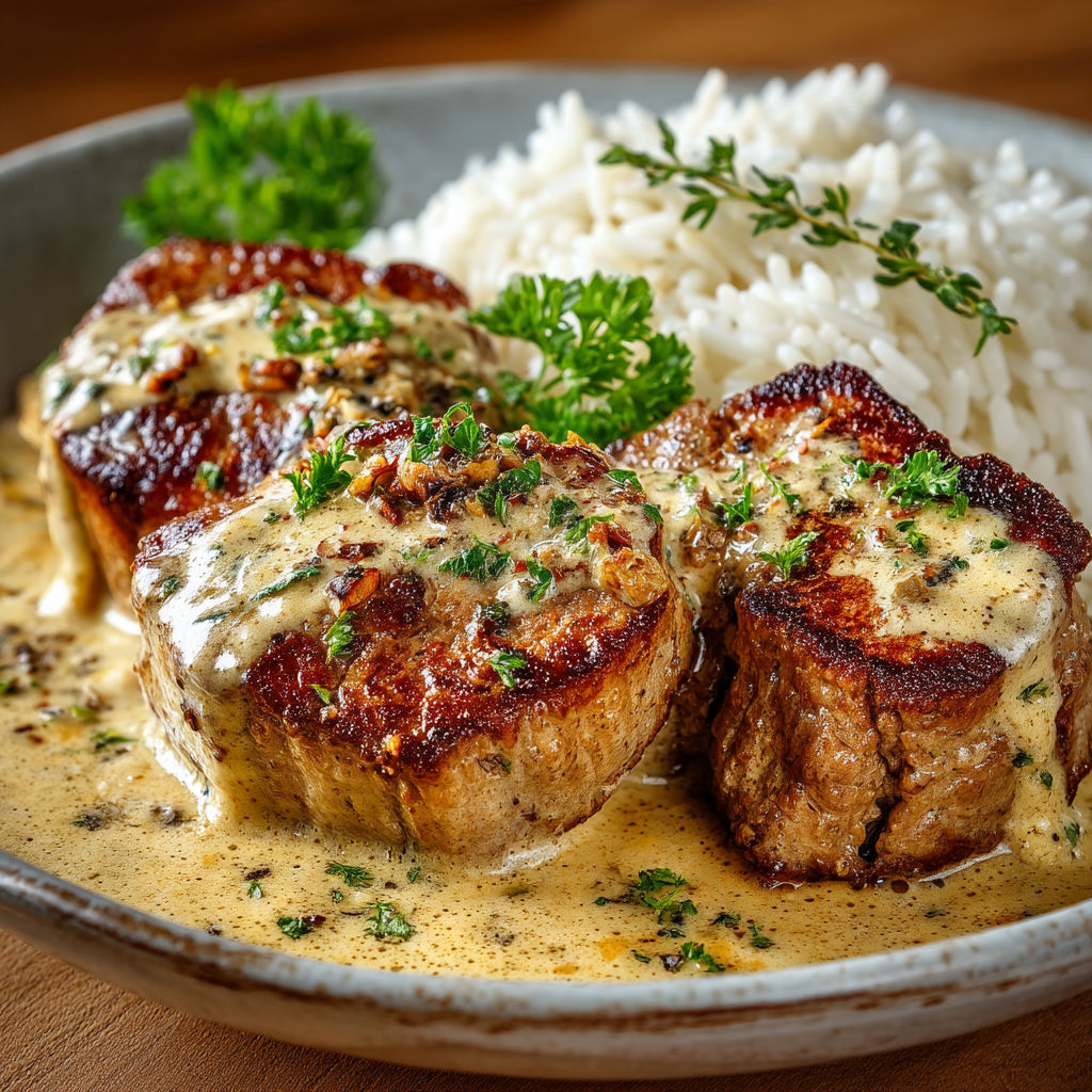 Plate of food with rice and meat.