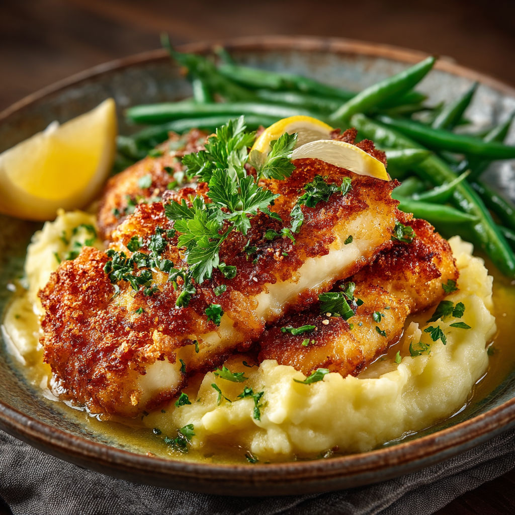 Une assiette de poisson grillé avec des légumes verts.