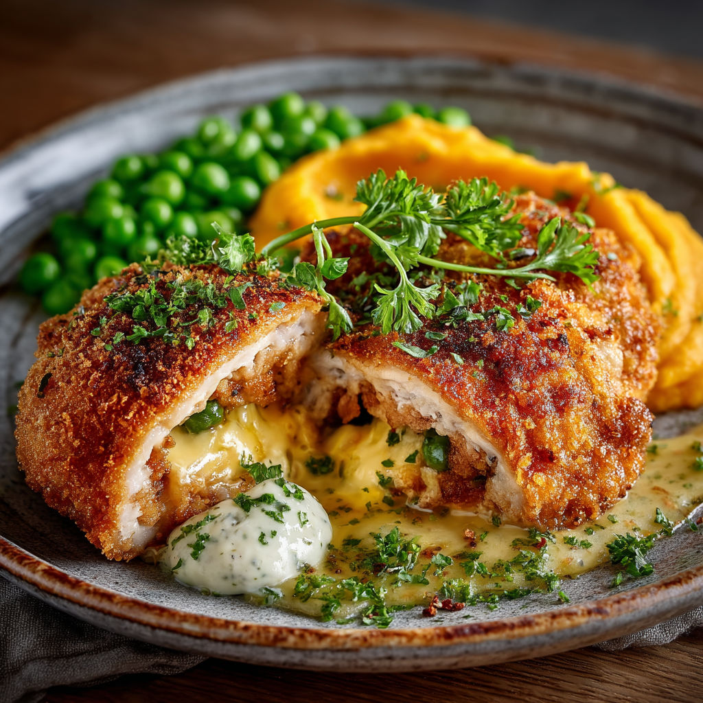 Une assiette de viande grillée avec des légumes verts et des herbes.