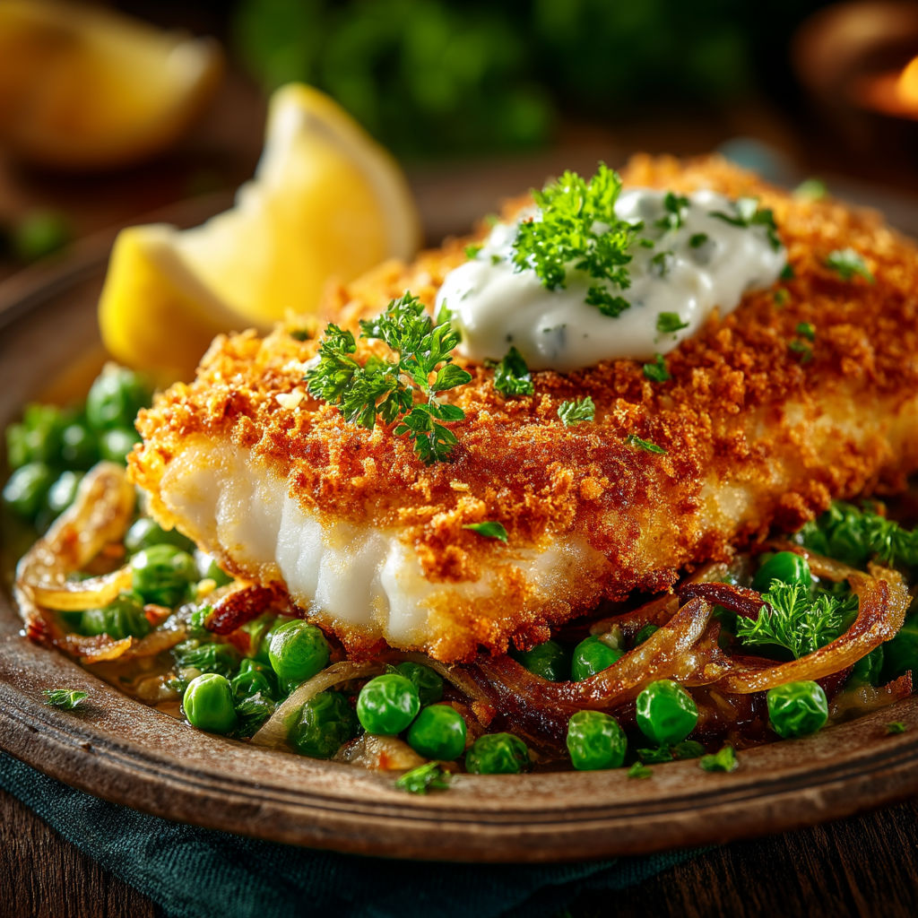 Filet de poisson pané avec sauce tartare.