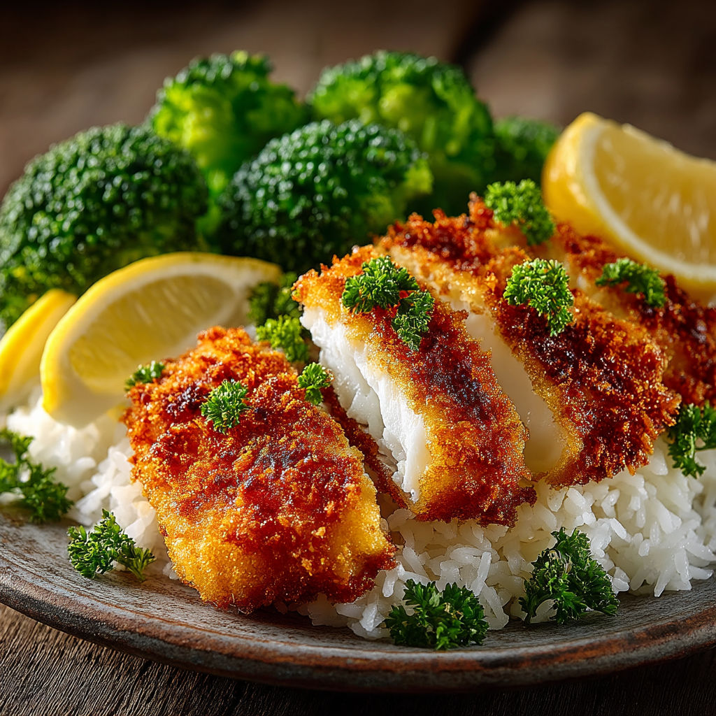 Une assiette de poisson et de légumes.