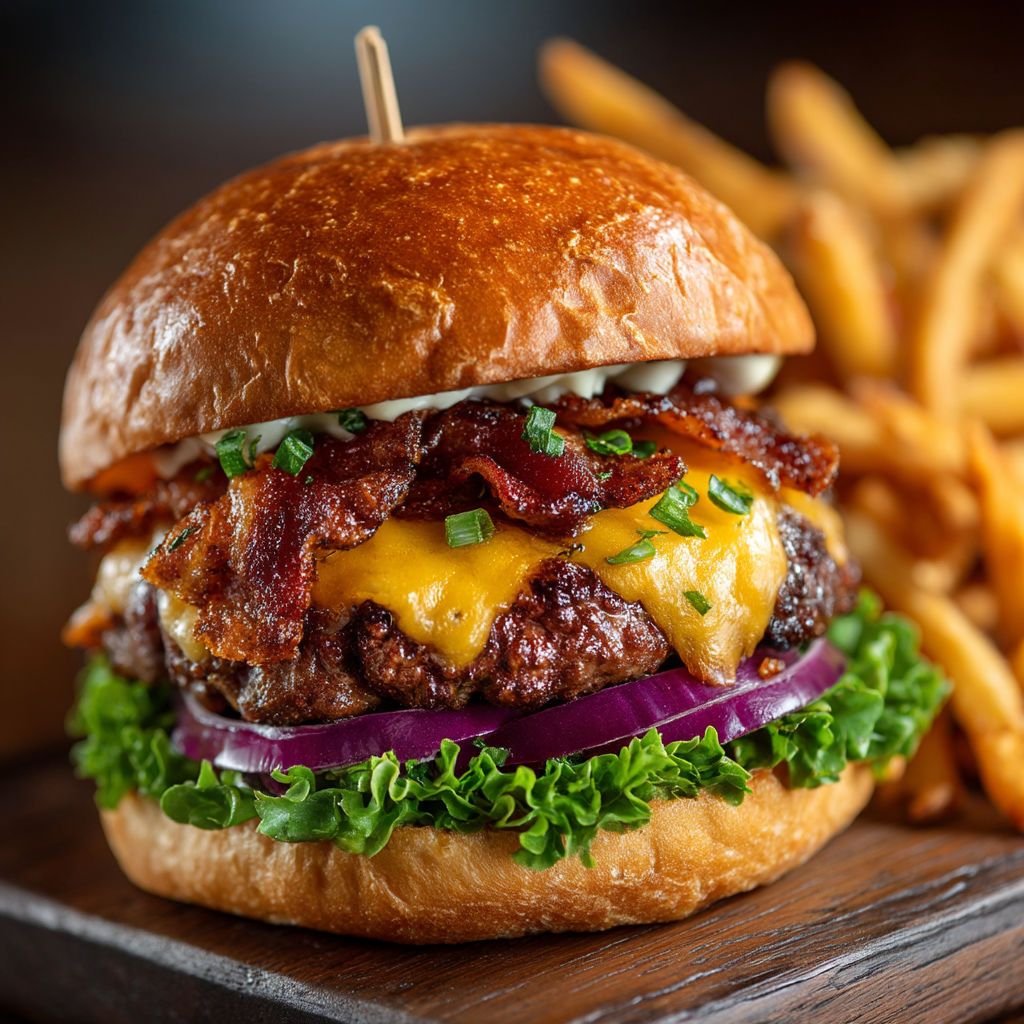 Une description de sandwich au bacon et au cheddar.