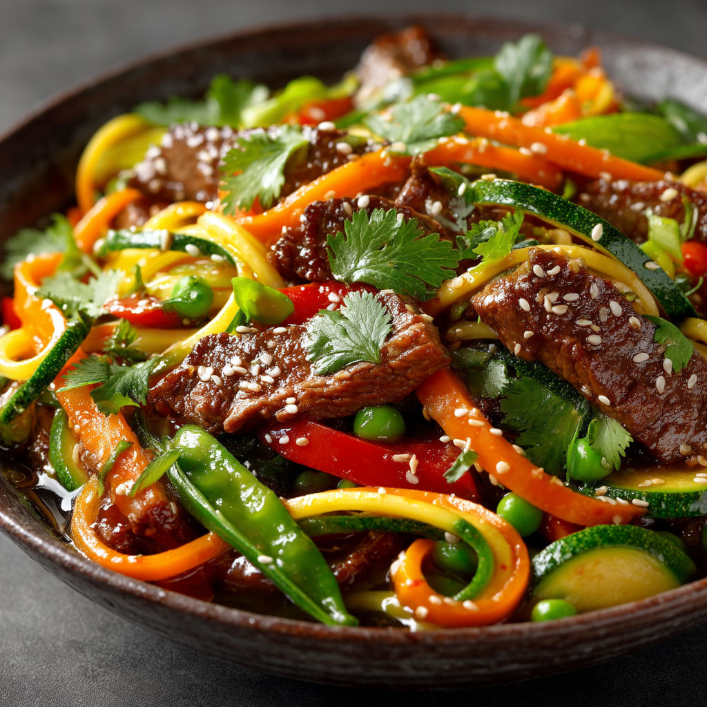 Wok de bœuf et légumes croquants.