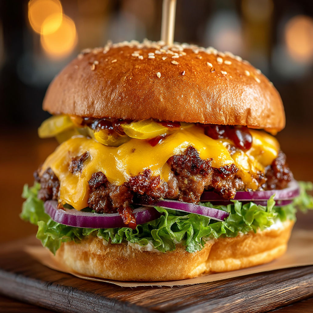 Un sandwich de hamburger avec des légumes.