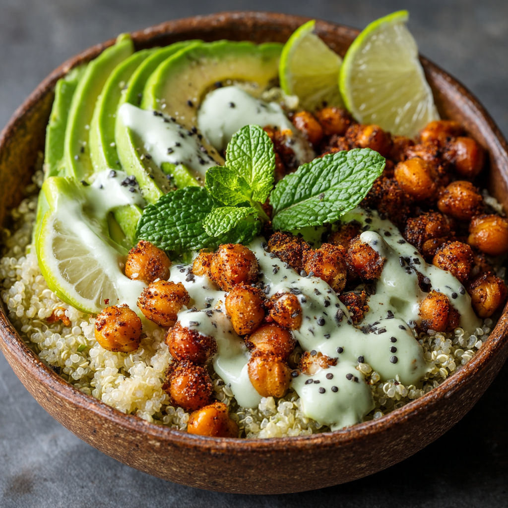 Une assiette de quinoa verte.