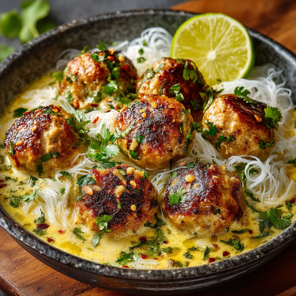 Une assiette de boulettes de viande dans un bouillon de viande.