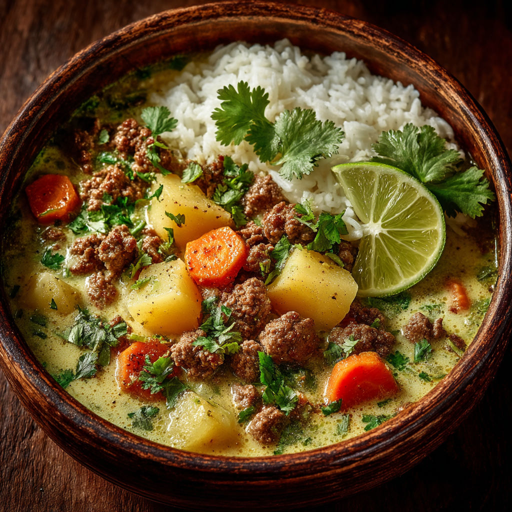 Curry de bœuf thaï avec des légumes et des herbes.
