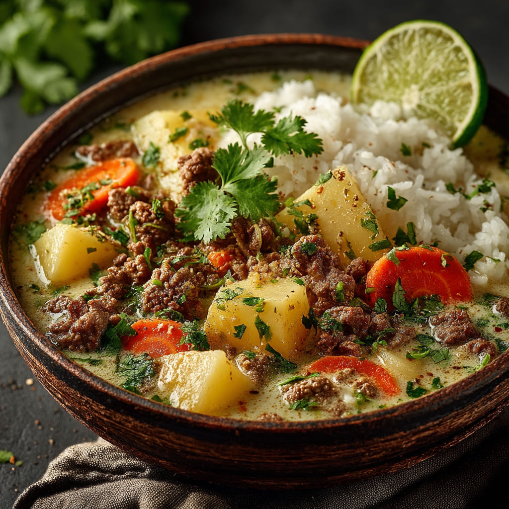 Un plat de riz et de viande avec des légumes verts.