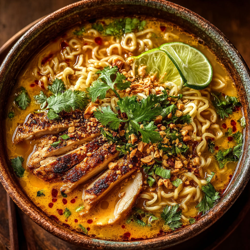 Une soupe chinoise avec des légumes et des noodles.