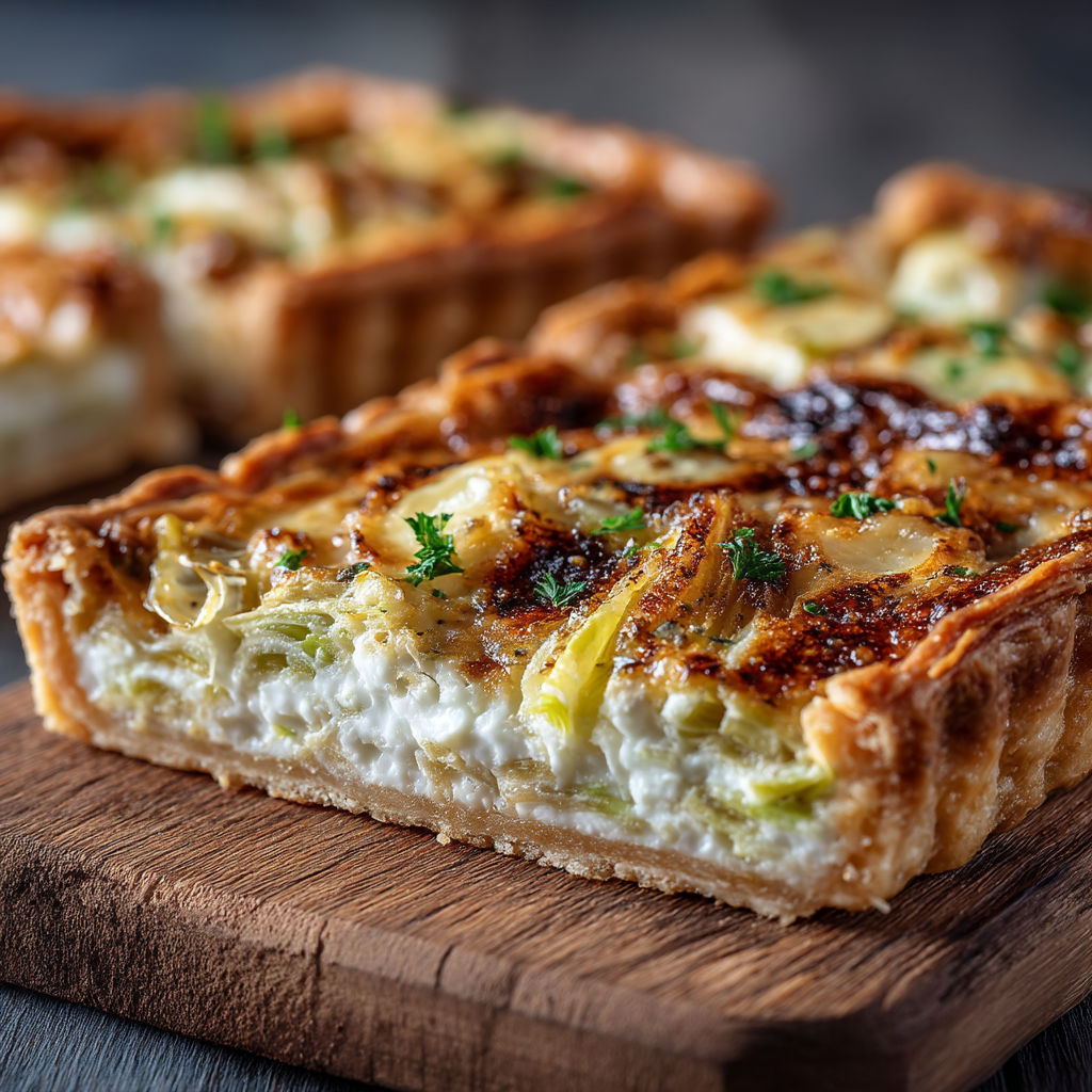 Une tarte aux pommes sur une table de bois.