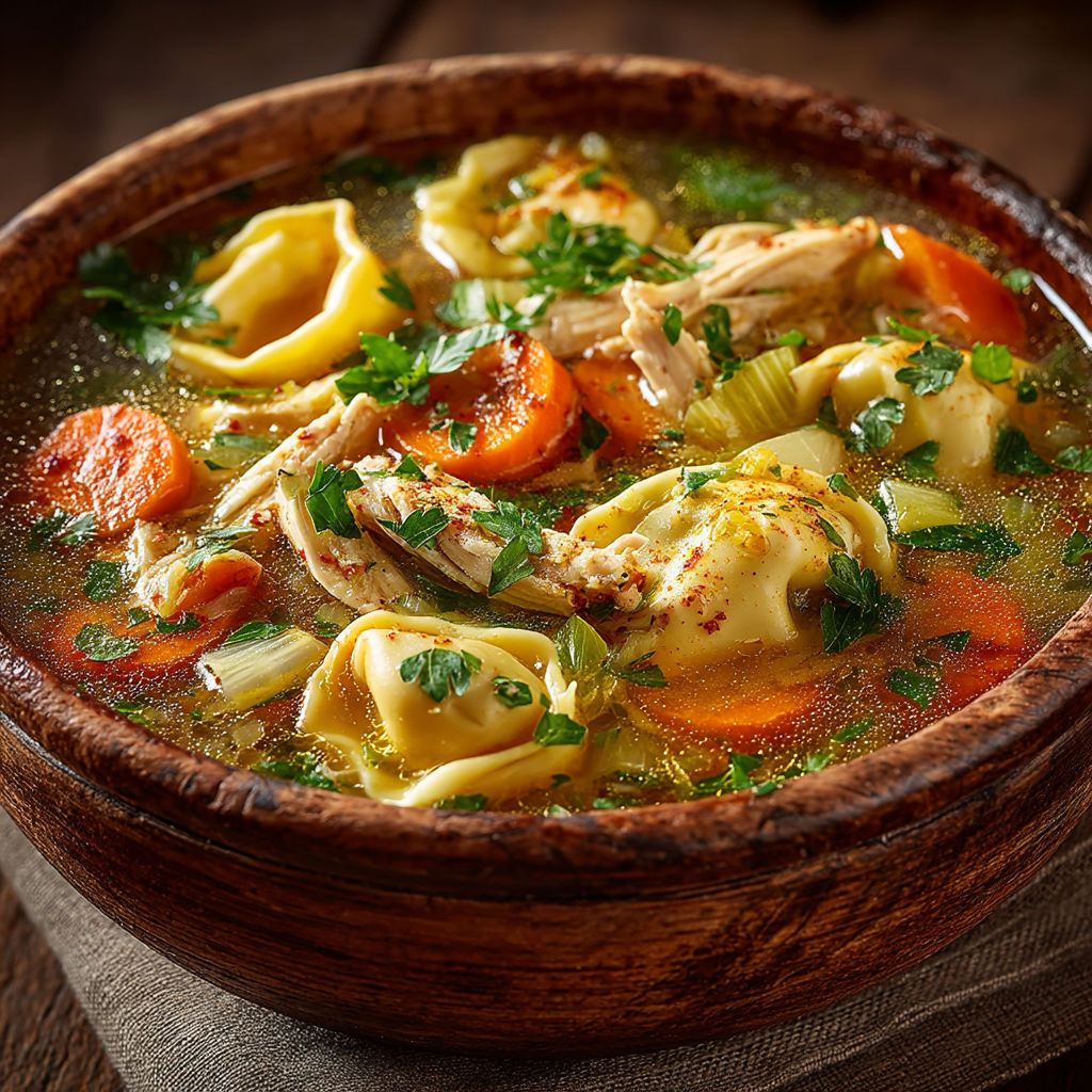 Une soupe chaude avec des légumes et des carottes.