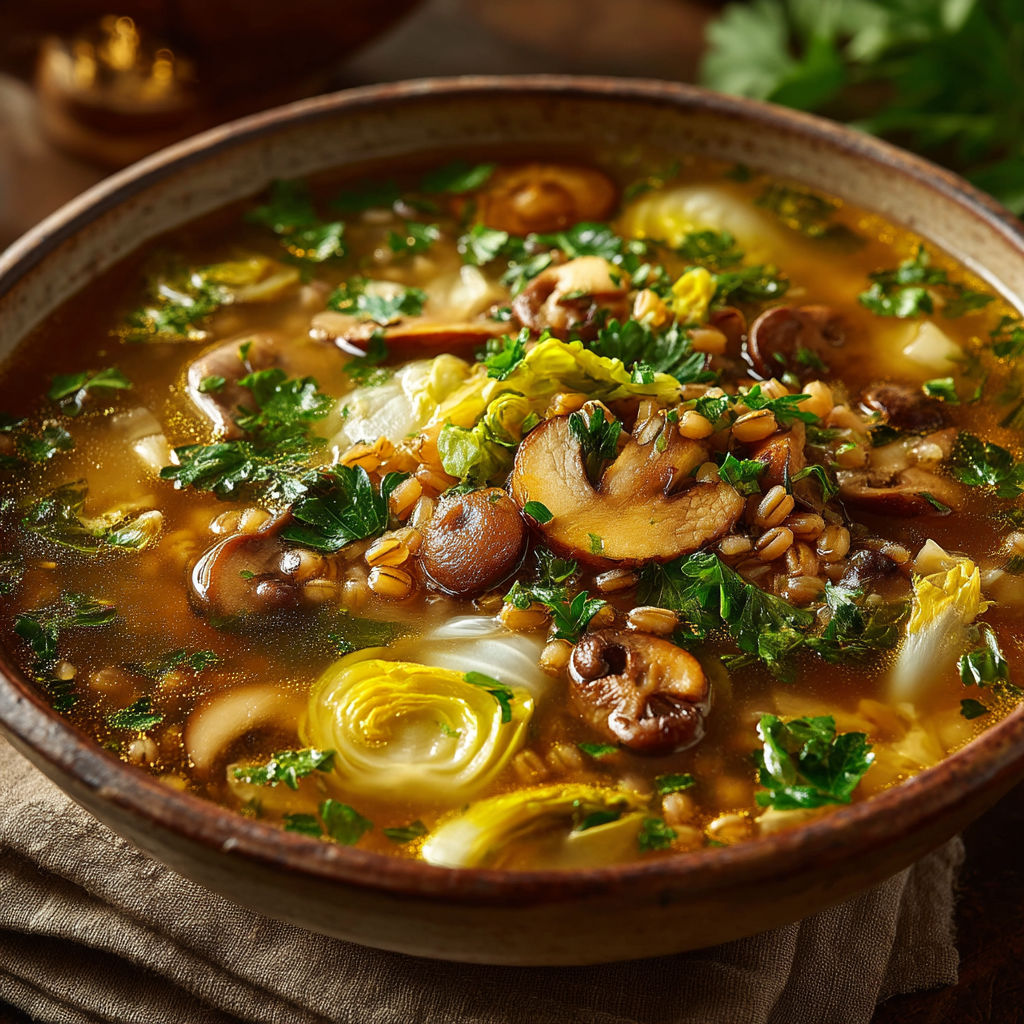 Bouillon poireaux et champignons.