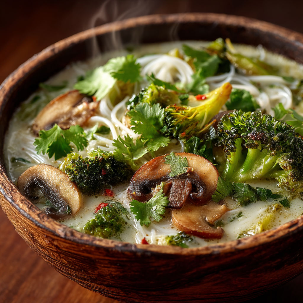 Une soupe de brocoli et de mushrooms.