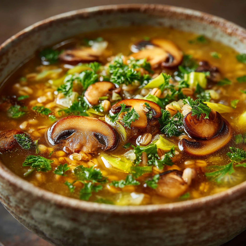 Une soupe de mushrooms et de légumes.