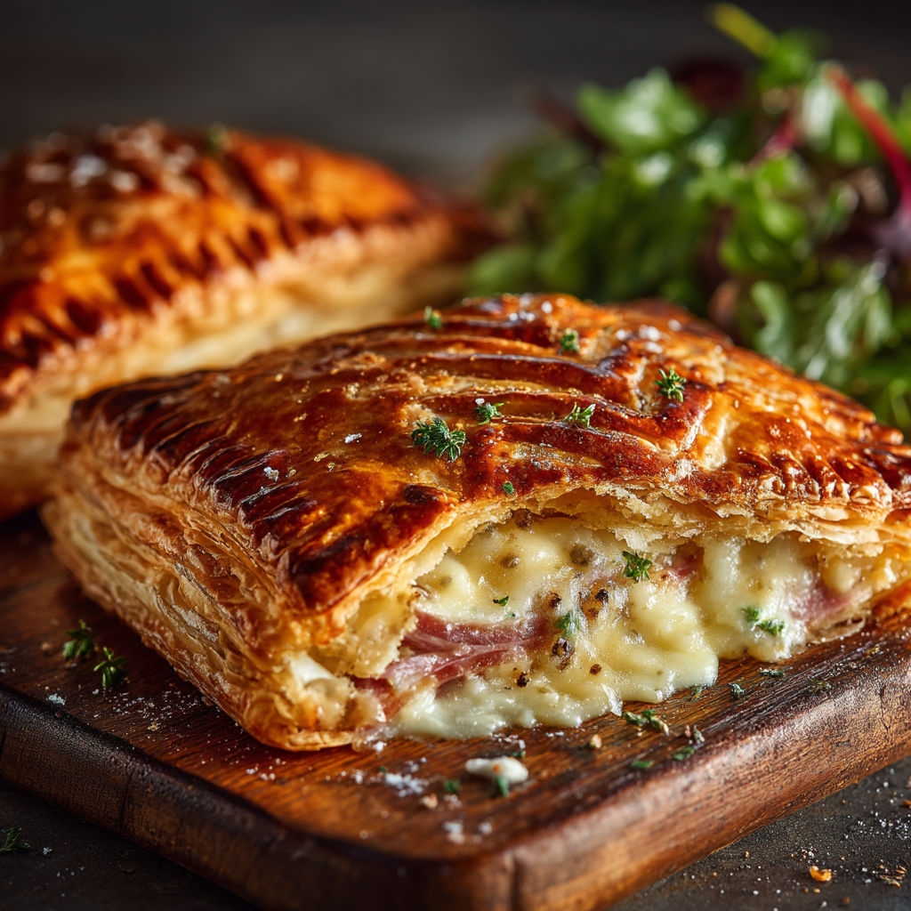 Une quiche sur une planche de bois.