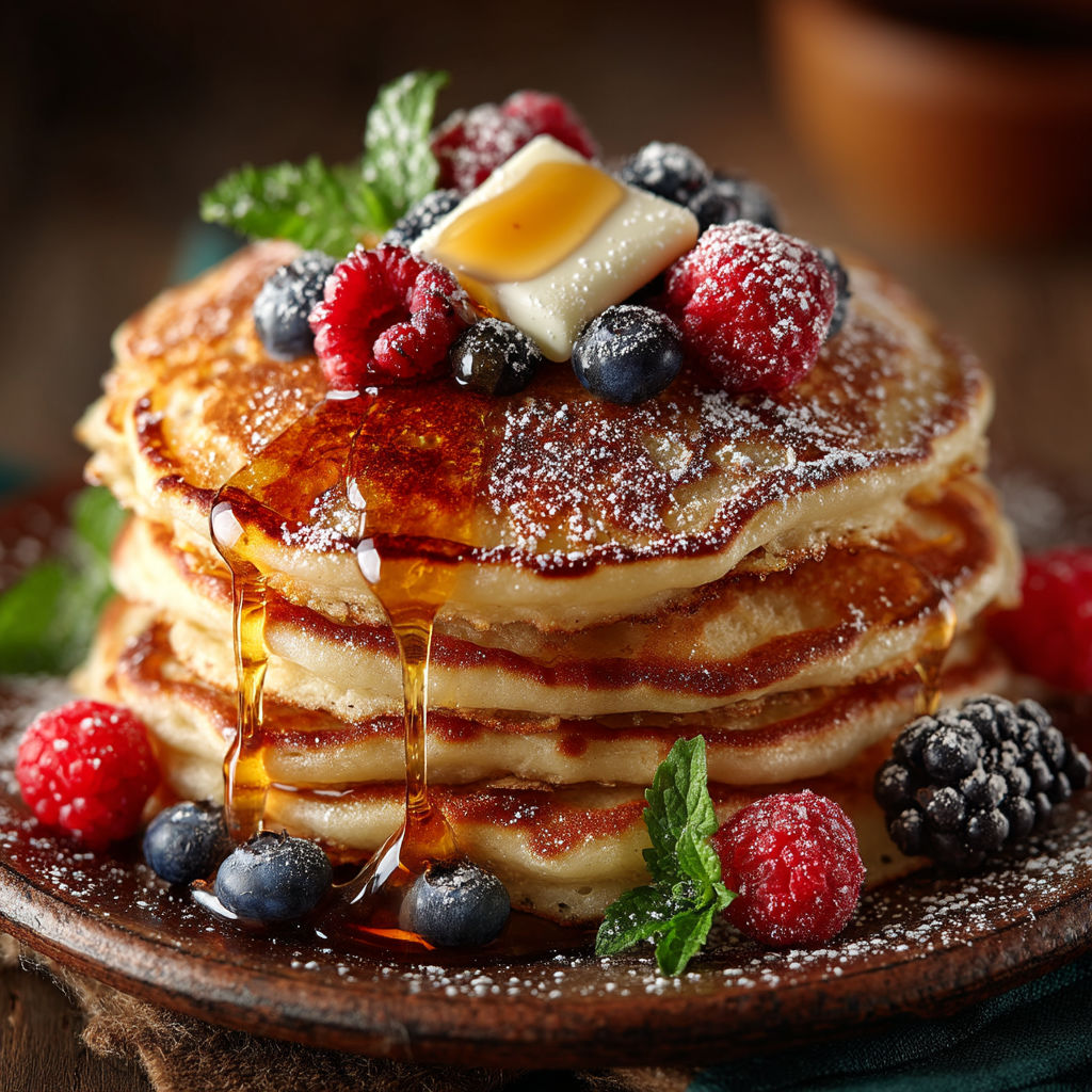 Pancakes vegan au sirop d'érable.