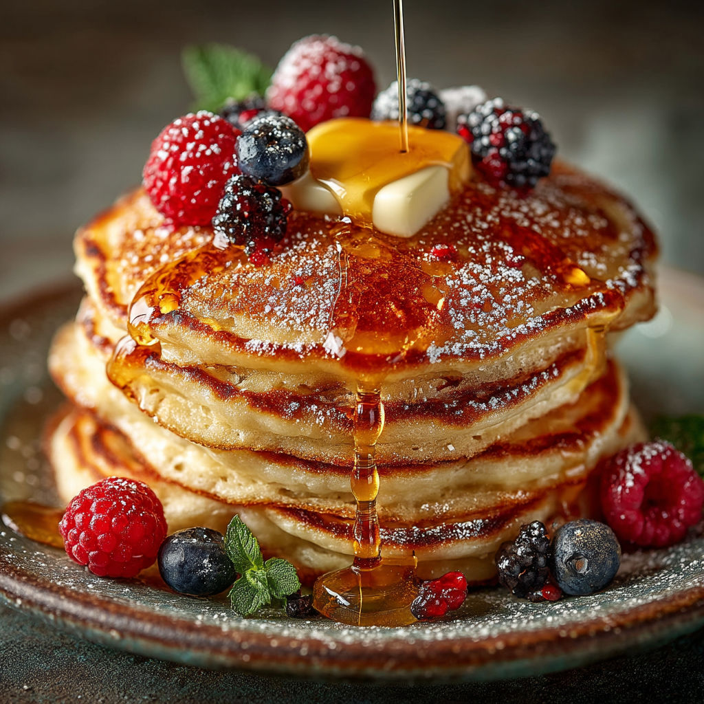 Pancakes vegan au sirop d'érable.