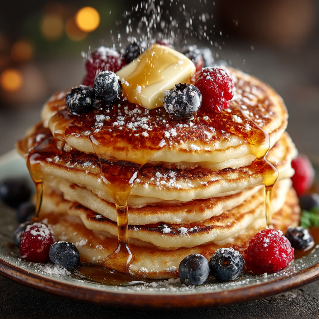 Pancakes vegan au sirop d'érable.