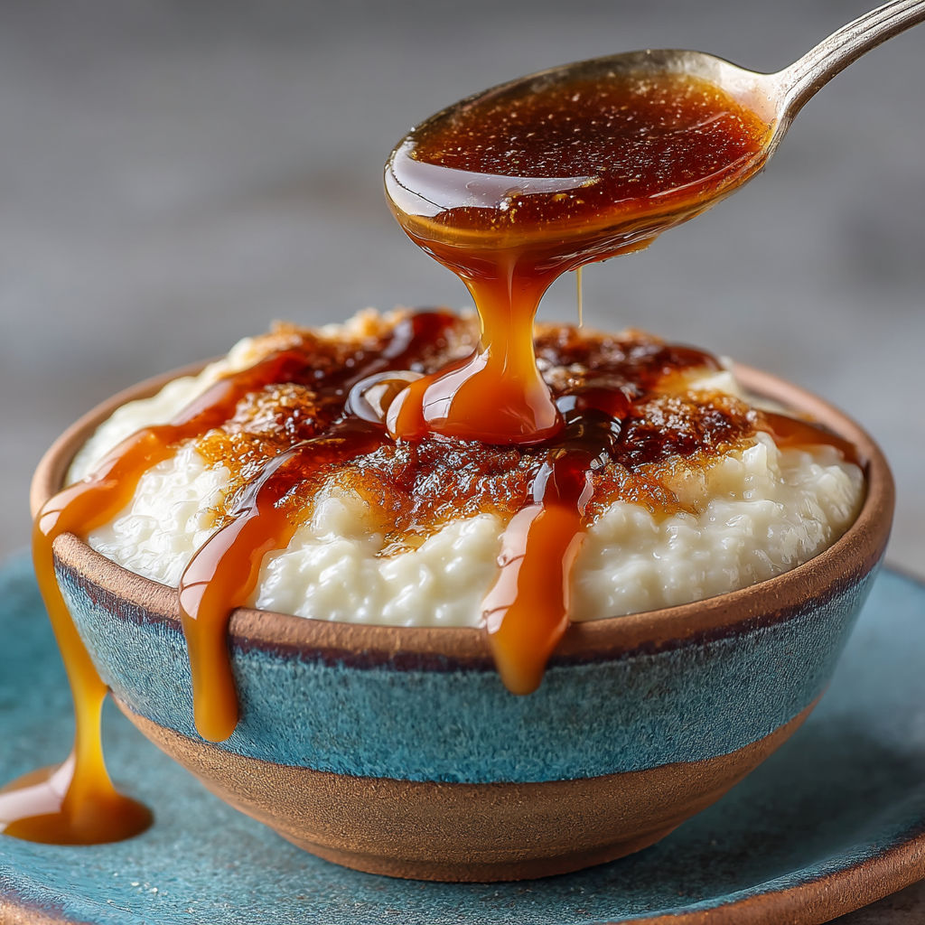 Riz au lait avec caramel au beurre salé.