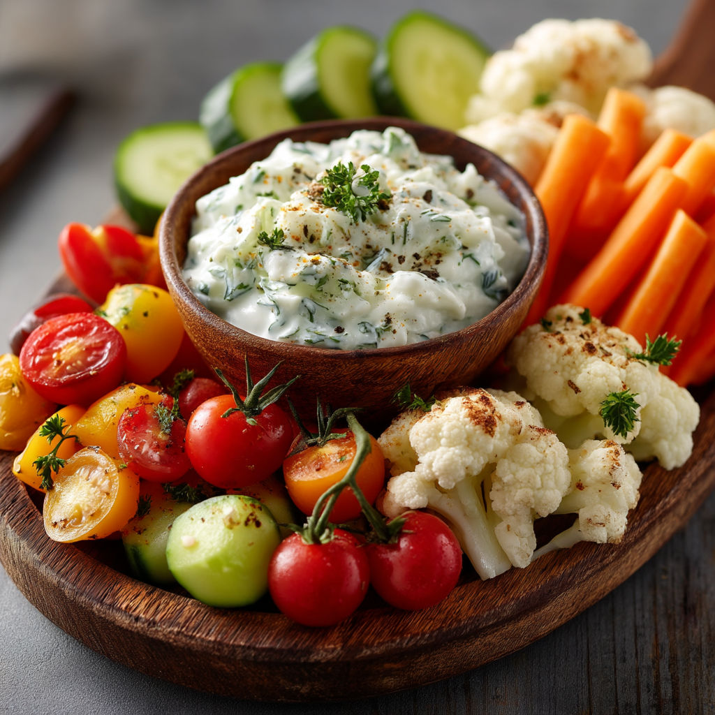 Une assiette de légumes et de fromage.