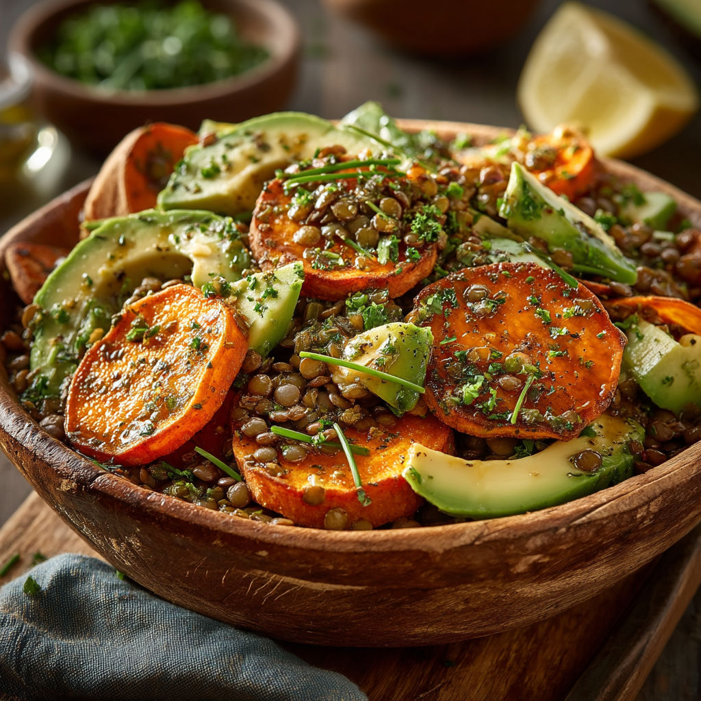 Une assiette de légumes et de graines.