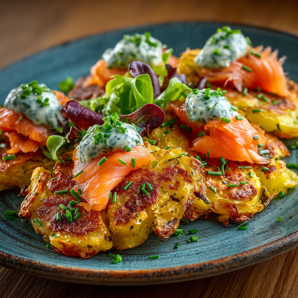 Une assiette de fruits de mer avec des légumes et des sauces.