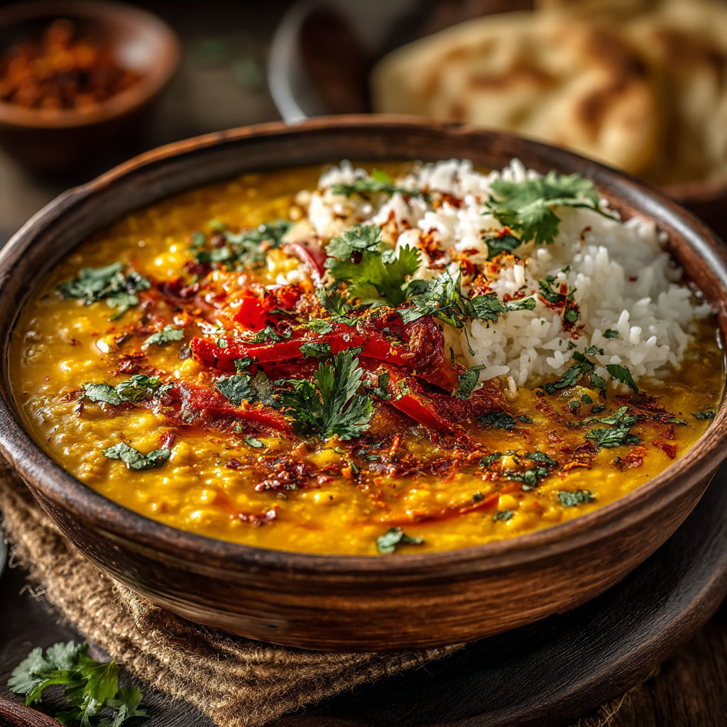 Une soupe chaude avec des légumes et des grains de riz.