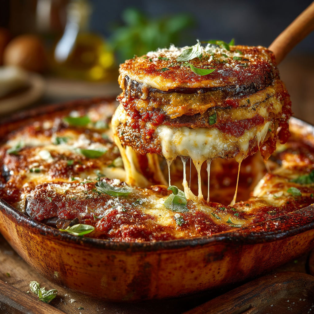 Une portion de lasagna à la parmigiana.