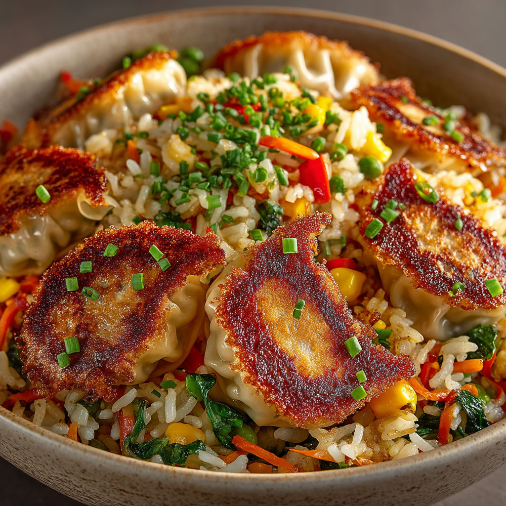 Une assiette de riz et de légumes.