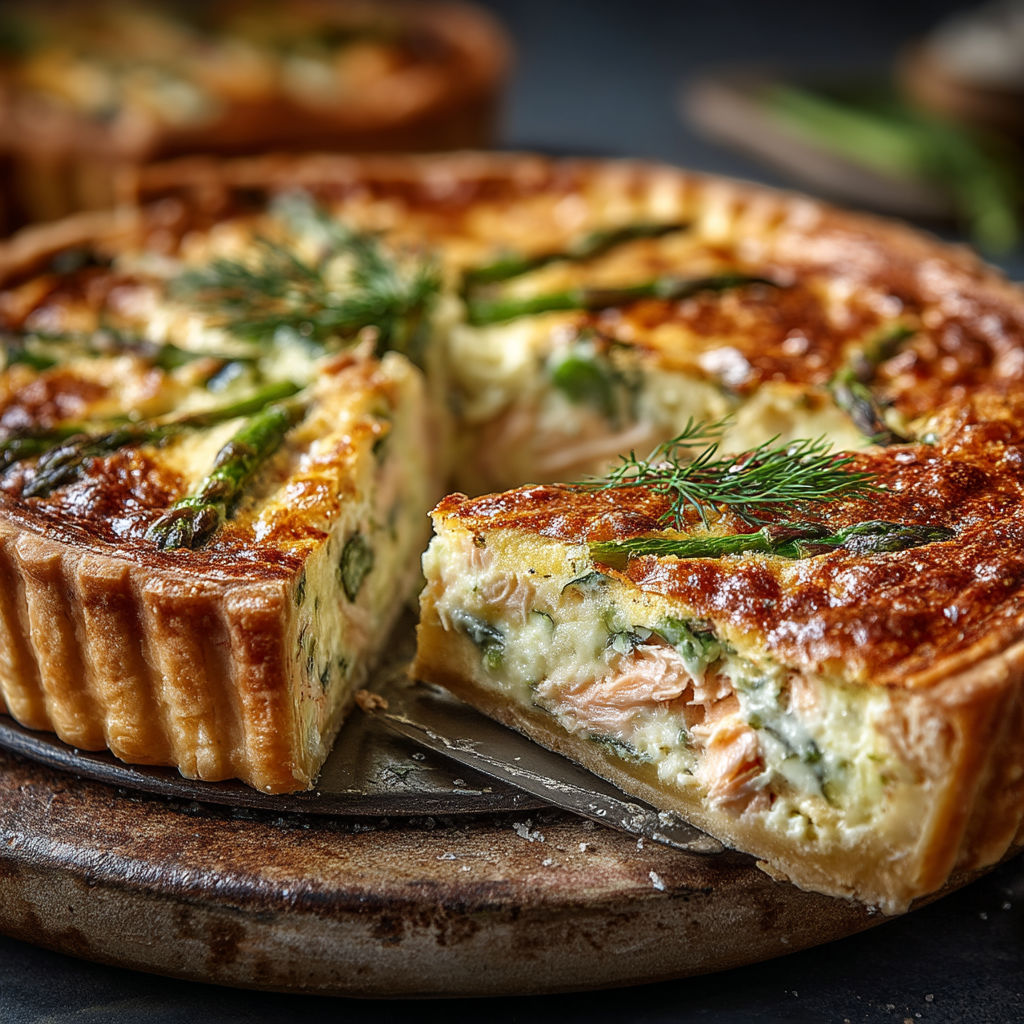 Une tarte aux asperges et au fromage.