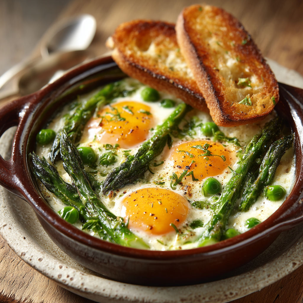 Une assiette de poivrons et de pains grillés.