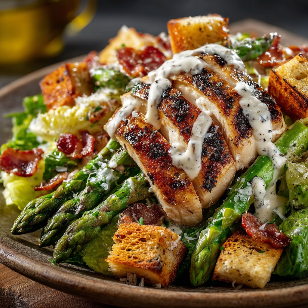 Salade aux asperges façon césar.