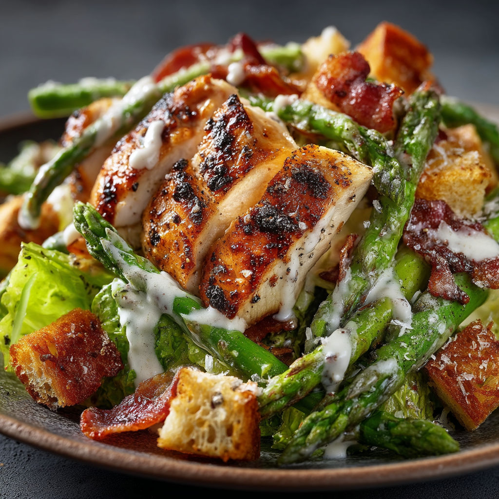 Salade de poulet grillé avec des légumes verts.