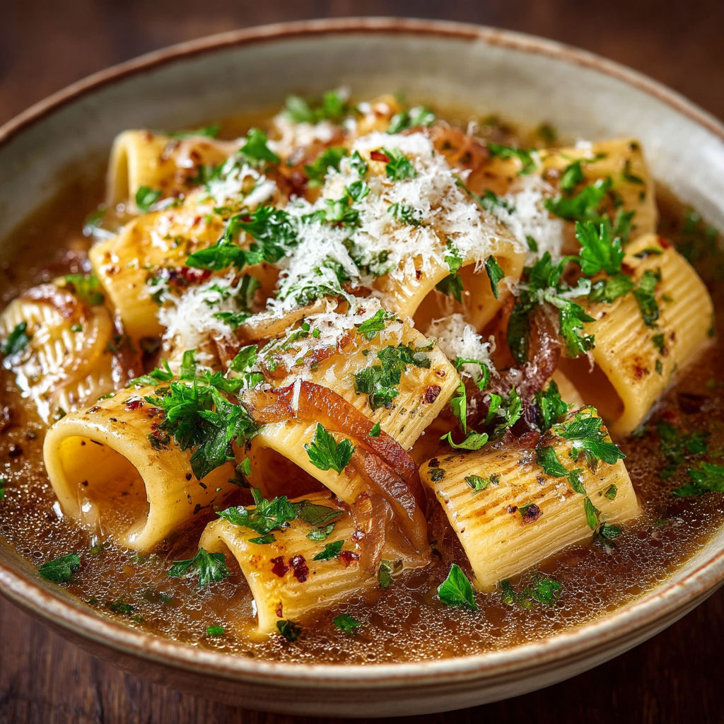 Une assiette de spaghetti avec des herbes et des légumes.