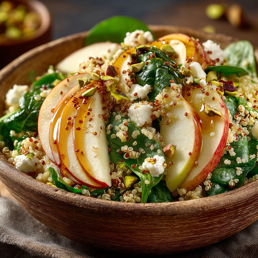 Salade quinoa, épinards & pomme.