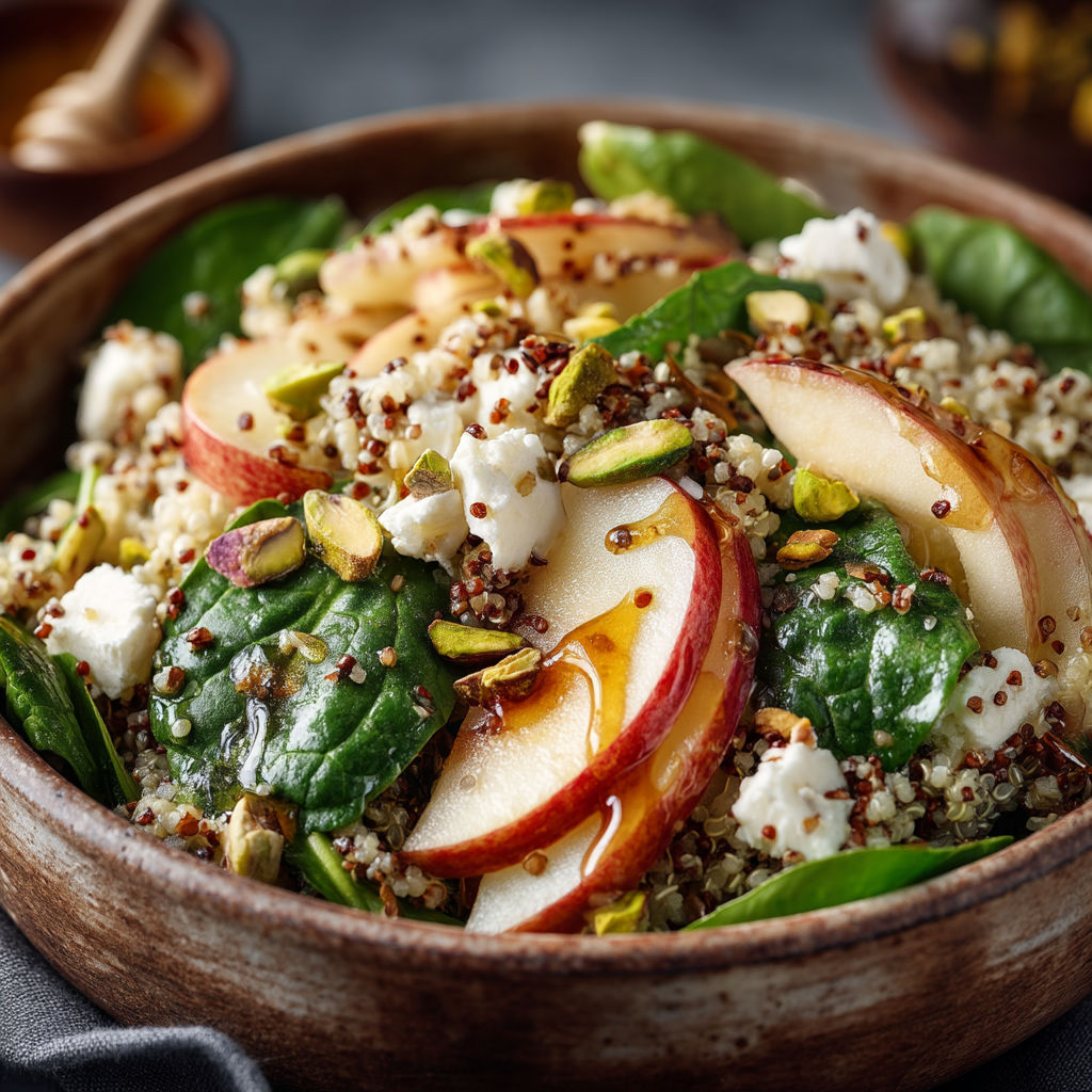Salade quinoa, épinards & pomme.