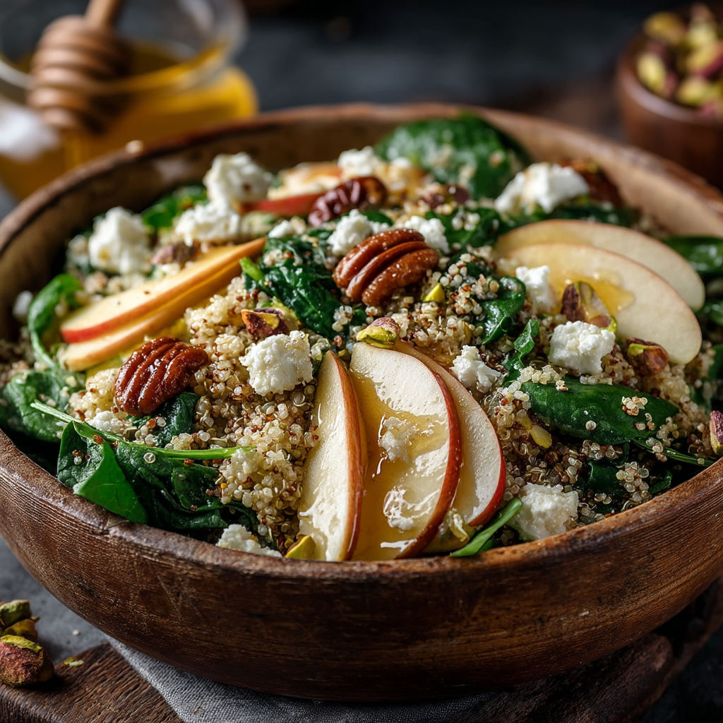 Salade quinoa, épinards & pomme.
