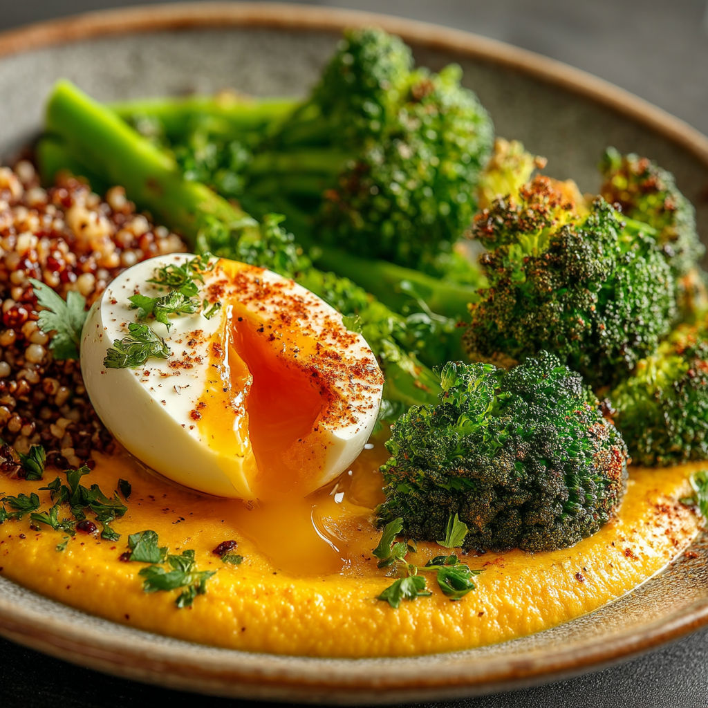 Une assiette de légumes et de poulet.