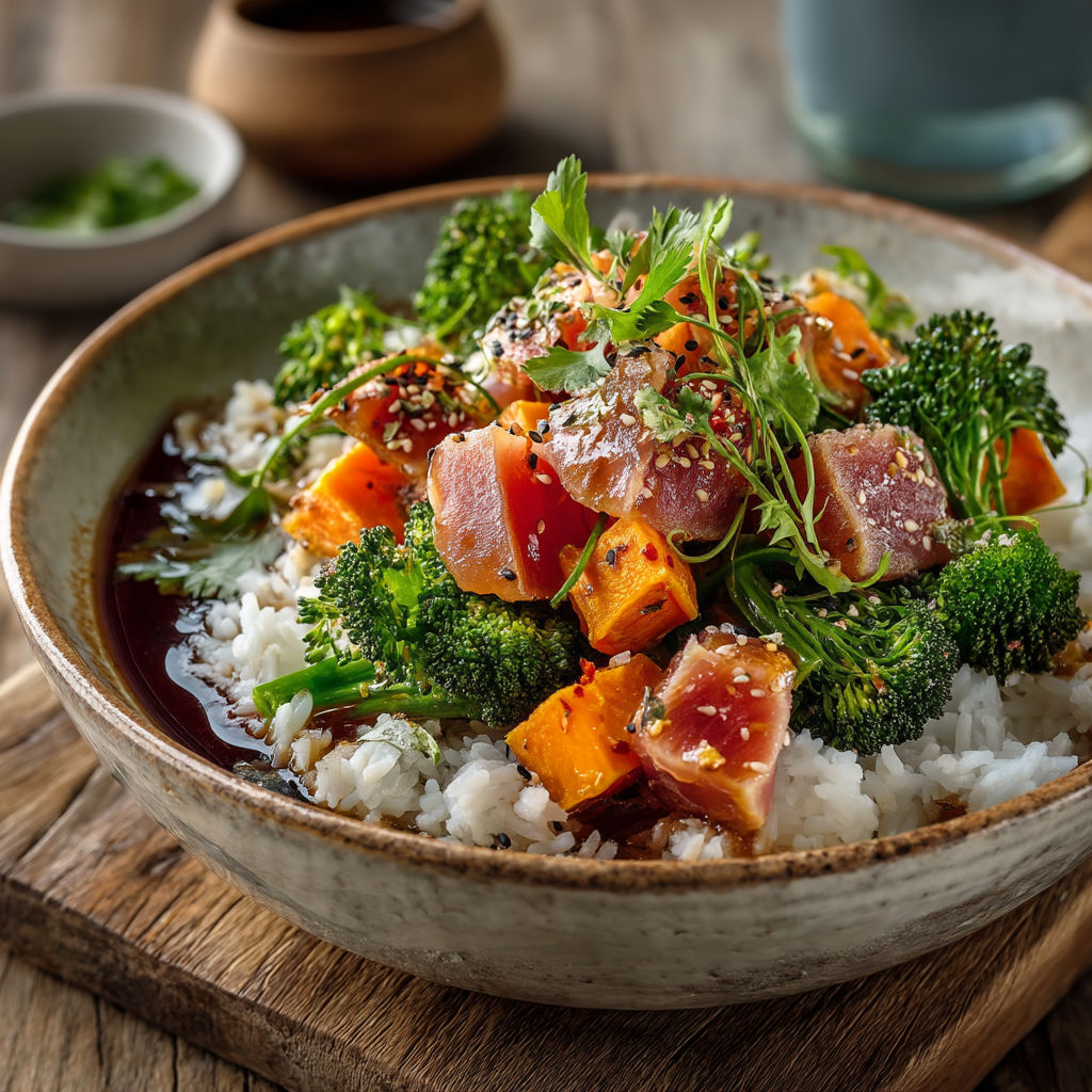 Une assiette de nourriture avec des légumes et des fruits.