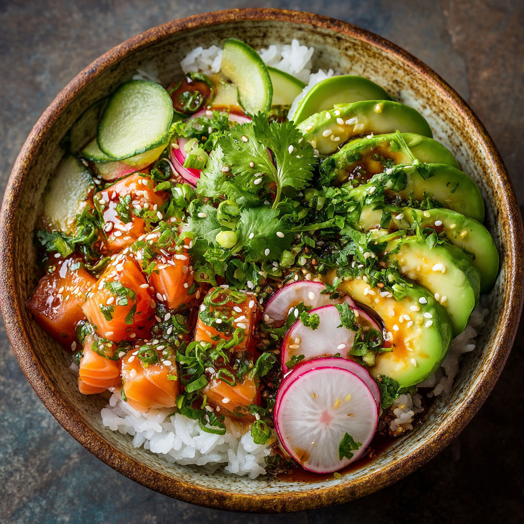 Une assiette de sushi avec des légumes verts.