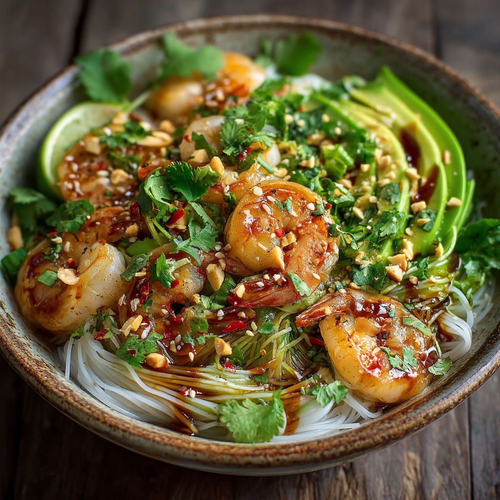 Une assiette de noix de coco et de crevettes.