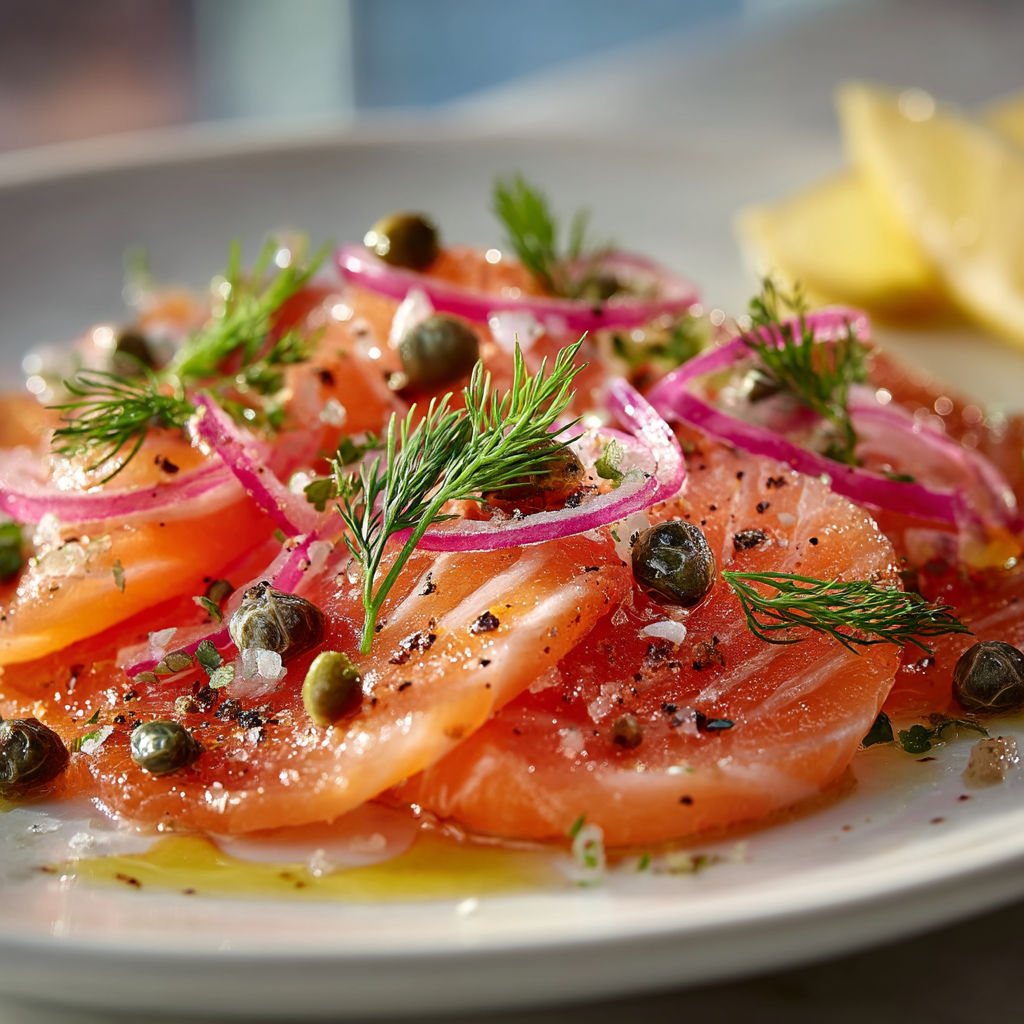 Une assiette de poisson avec des légumes et des pommes.