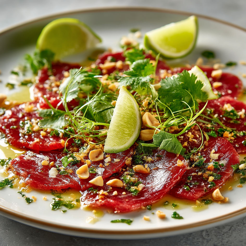 Plate of food with meat and vegetables.