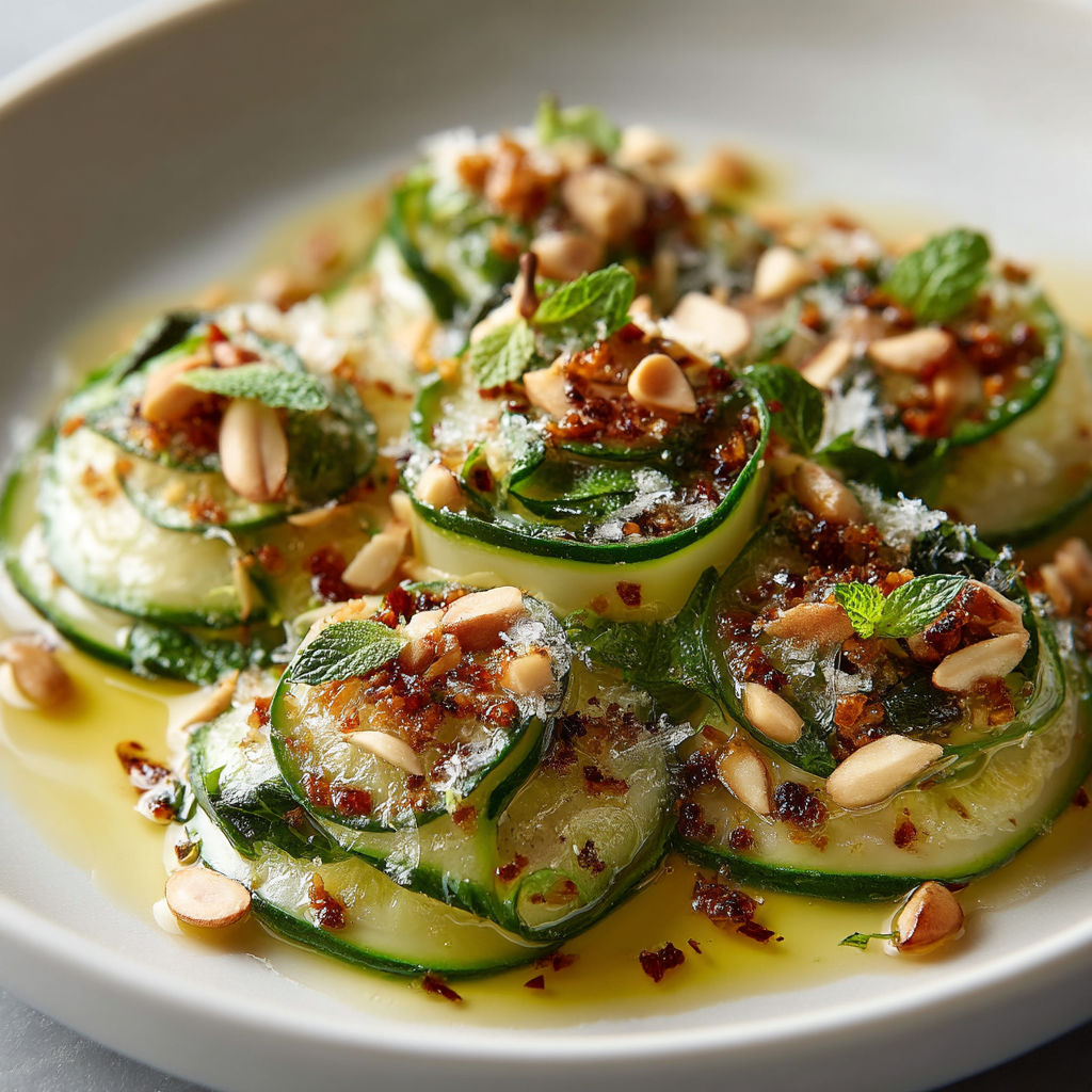 Une assiette de légumes grillés avec des noix et des herbes.