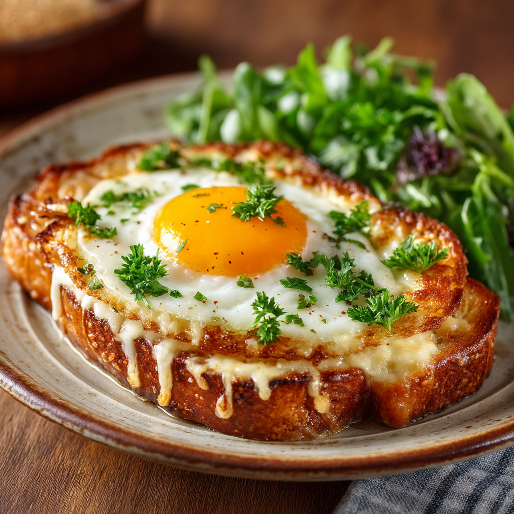 Une omelette aux herbes et aux légumes, accompagnée de salade.