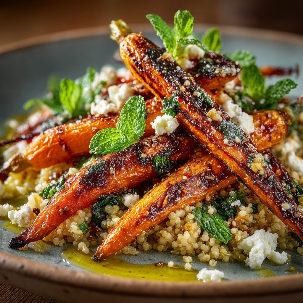 Une assiette de carottes et de quinoa.