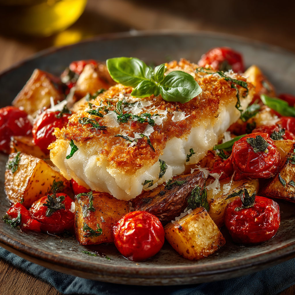 Une assiette de poisson grillé avec des légumes verts.