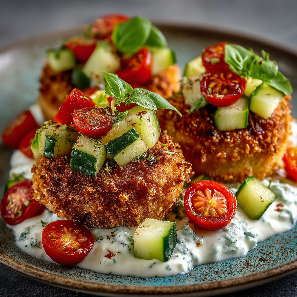 Ravioles croustillantes au air-fryer & crème de feta.