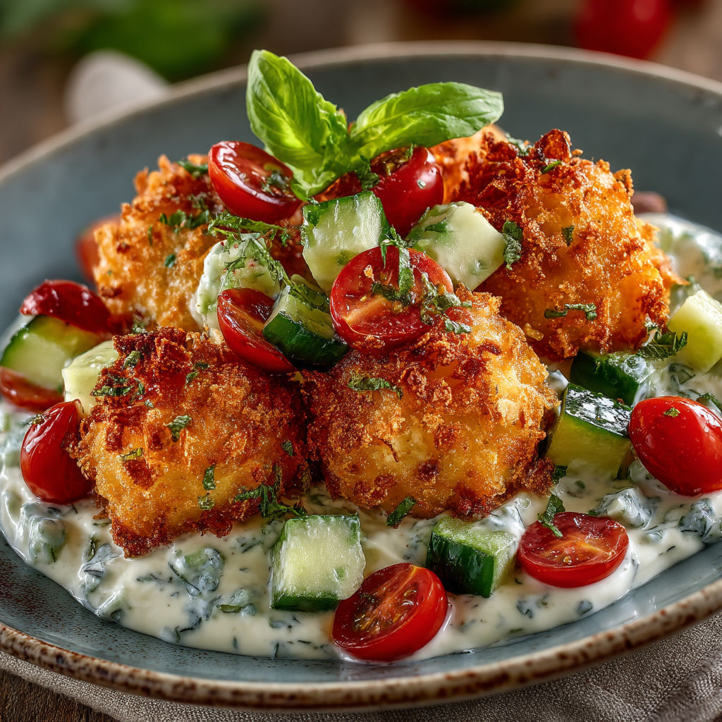 Ravioles croustillantes au air-fryer & crème de feta.